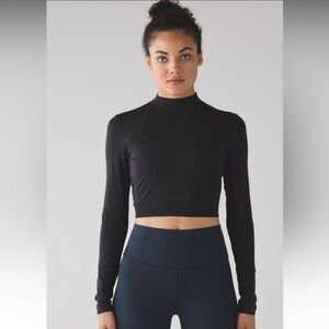 Lululemon Kitsilano Mock Turtleneck Crop Top Long Sleeve black 6